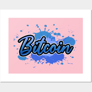 Bitcoin street art blue color Posters and Art